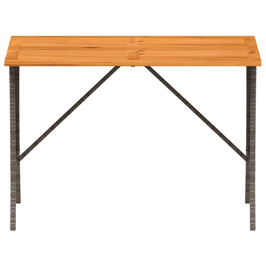 Garden Table with Acacia Wood Top Grey 105x75x72 cm Poly Rattan