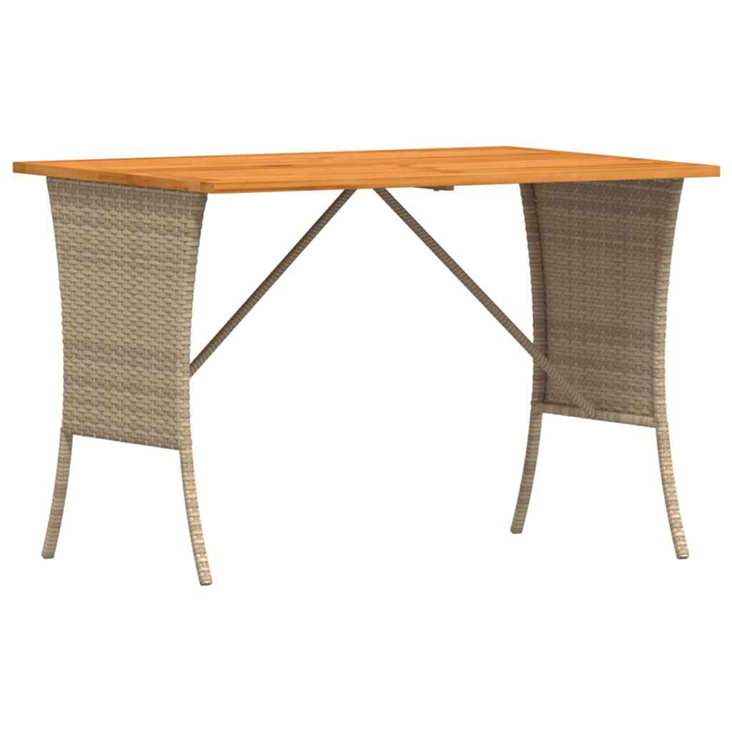 Garden Table with Acacia Wood Top Beige 105x75x72 cm Poly Rattan