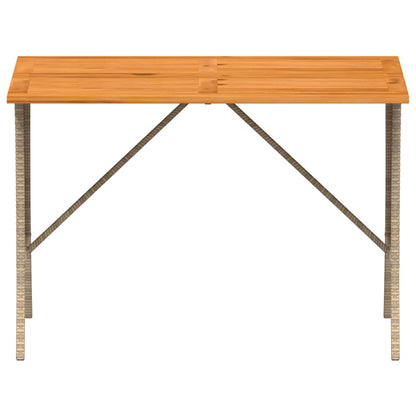 Garden Table with Acacia Wood Top Beige 105x75x72 cm Poly Rattan