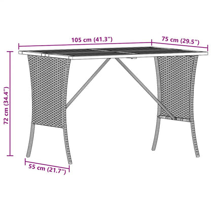 Garden Table with Acacia Wood Top Beige 105x75x72 cm Poly Rattan