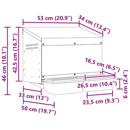 Chicken Nesting Box 2 Compartments Wall-Mounted Galvanised Steel