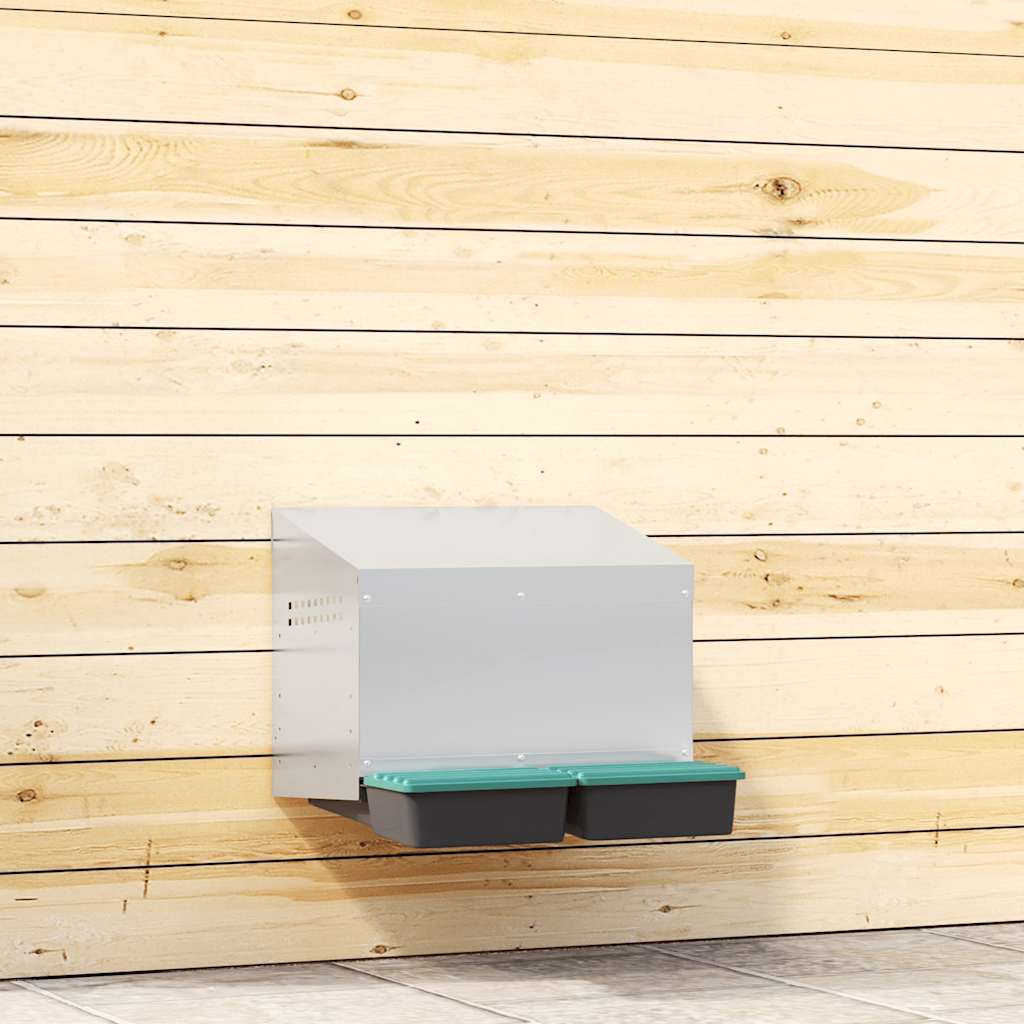 Chicken Nesting Box 2 Compartments Wall-Mounted Galvanised Steel
