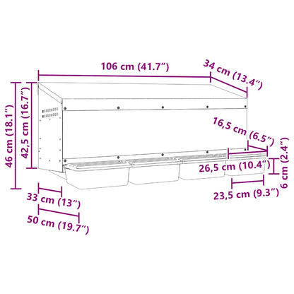 Chicken Nesting Box 4 Compartments Wall-Mounted Galvanised Steel