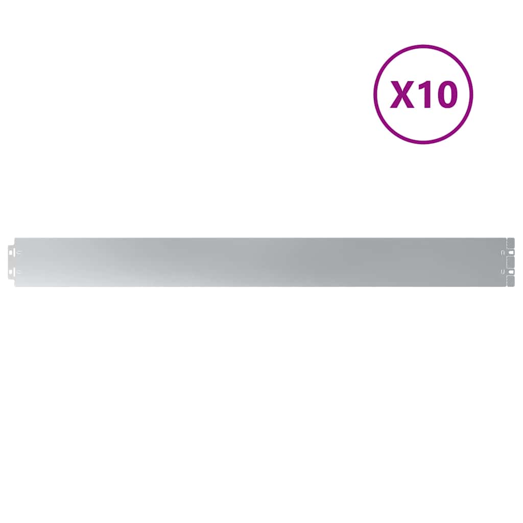 Lawn Edging 10 pcs 10 x 103 cm Galvanised Steel Silver