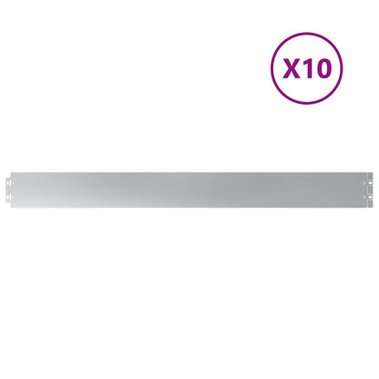 Lawn Edging 10 pcs 10 x 103 cm Galvanised Steel Silver