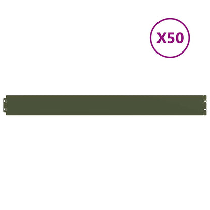 Lawn Edging 50 pcs 10 x 103 cm Cold-rolled steel Olive Green