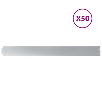 Lawn Edging 50 pcs 10 x 103 cm Galvanised Steel Silver