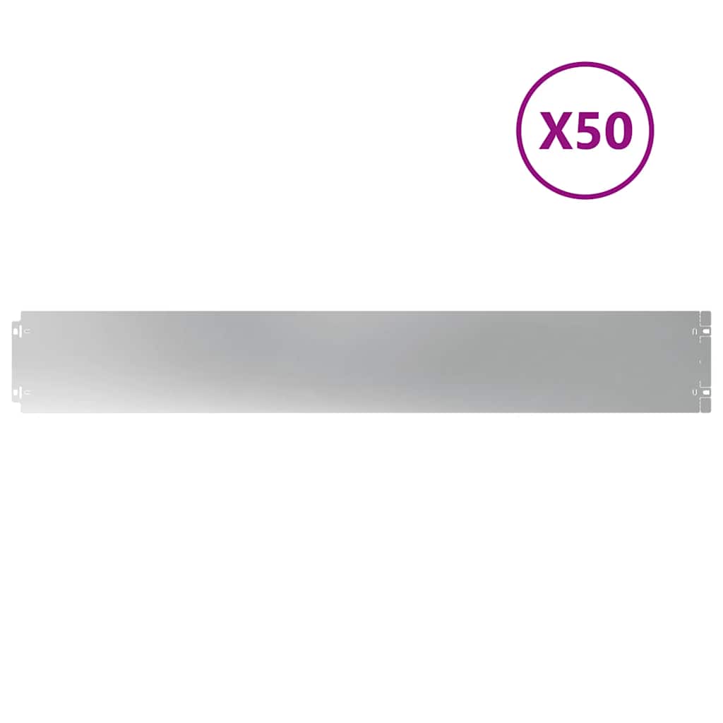 Lawn Edging 50 pcs 15 x 103 cm Galvanised Steel Silver