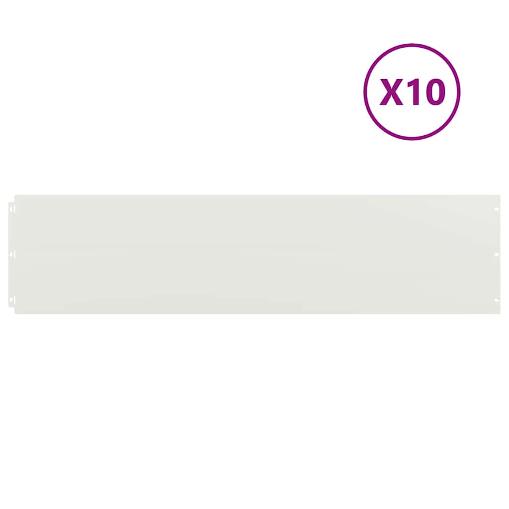 Lawn Edging 10 pcs 25 x 103 cm Cold-rolled steel White