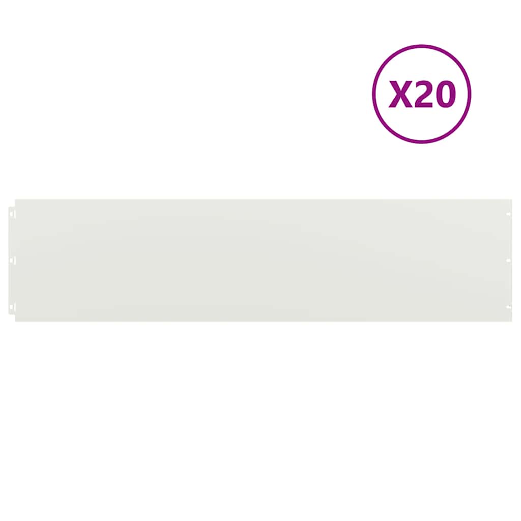 Lawn Edging 20 pcs 25 x 103 cm Steel White