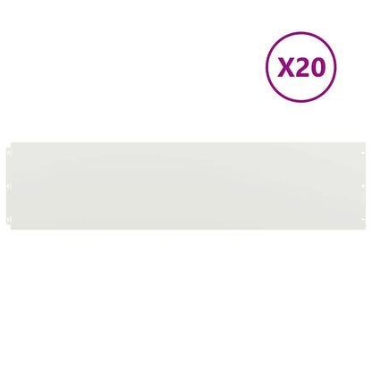 Lawn Edging 20 pcs 25 x 103 cm Steel White