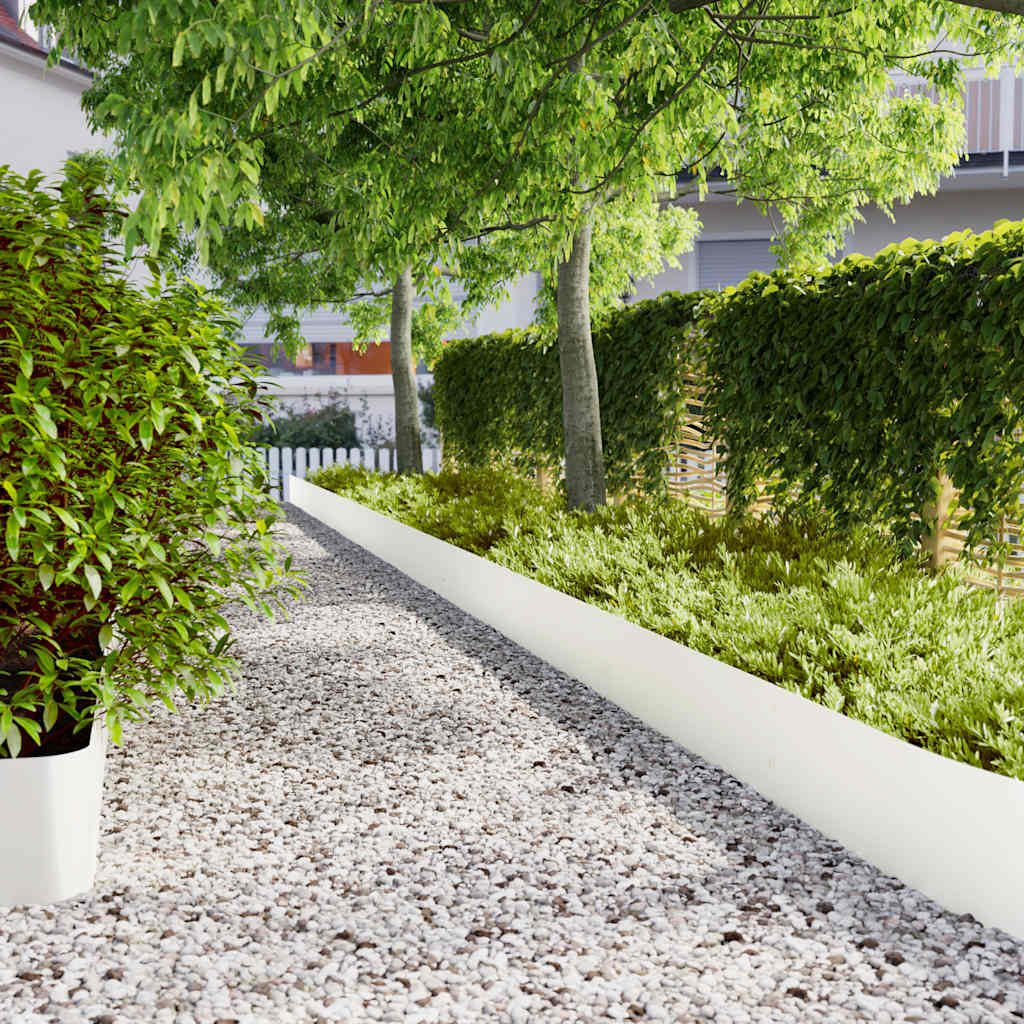 Lawn Edging 20 pcs 25 x 103 cm Steel White
