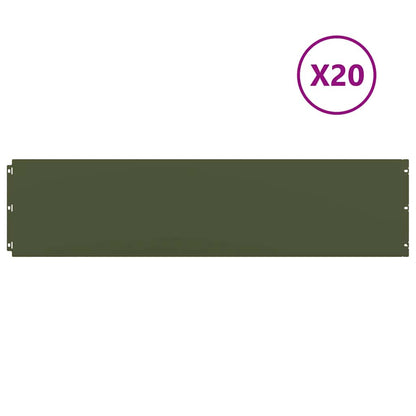Lawn Edging 20 pcs 25 x 103 cm Cold-rolled steel Olive Green