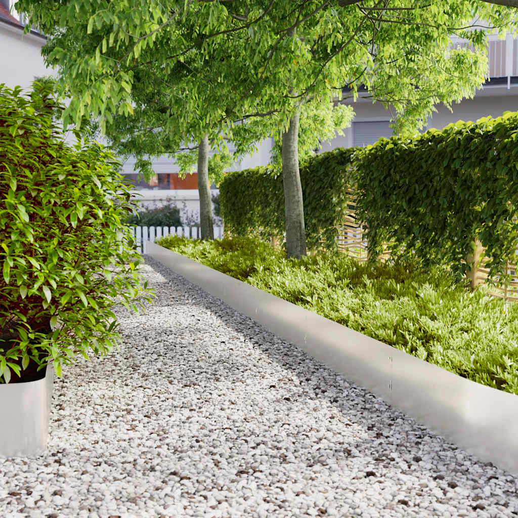 Lawn Edging 20 pcs 25 x 103 cm Stainless Steel Silver