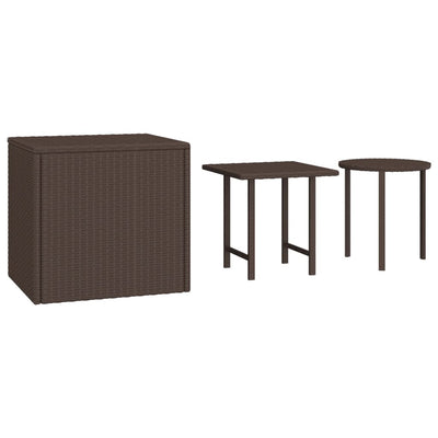 Patio Side Tables 3 pcs Brown Poly Rattan