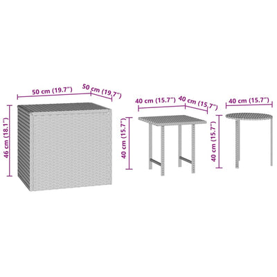 Patio Side Tables 3 pcs Brown Poly Rattan