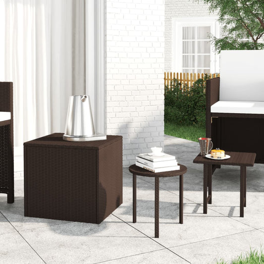 Garden Side Table | Brown | PE rattan | Small | Stackable