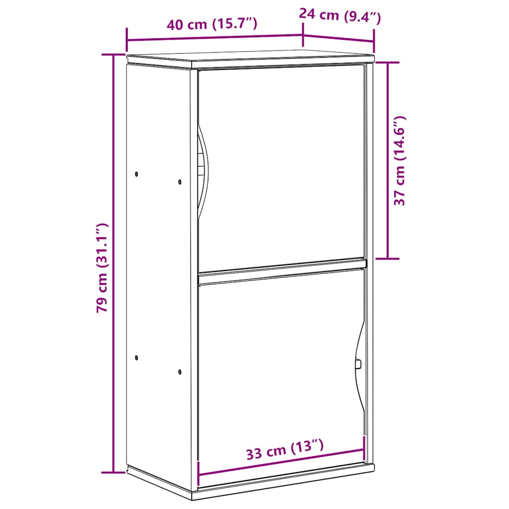 Side Cabinet ODDA White 40x24x79 cm Solid Wood Pine