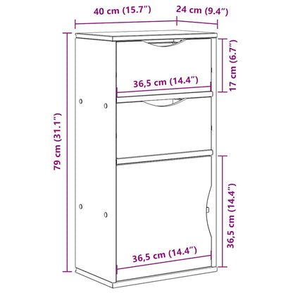 Side Cabinet with Drawers ODDA 40x24x79 cm Solid Wood Pine