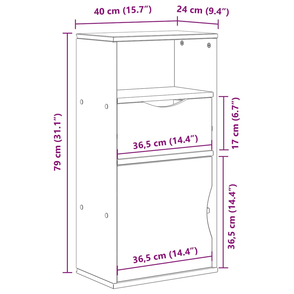 Side Cabinet with Drawer ODDA 40x24x79 cm Solid Wood Pine