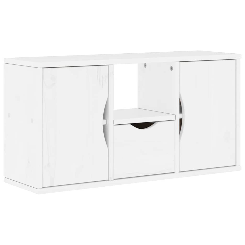 TV Cabinet with Drawer ODDA White 79x24x40 cm Solid Wood Pine