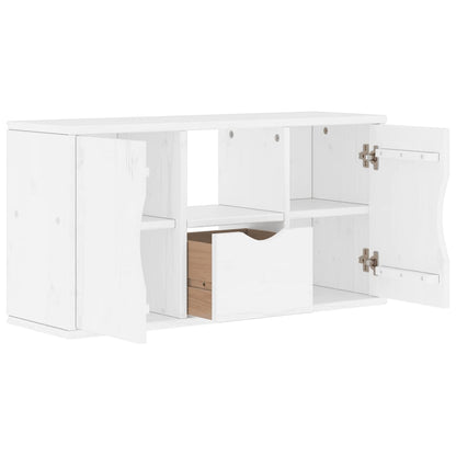 TV Cabinet with Drawer ODDA White 79x24x40 cm Solid Wood Pine