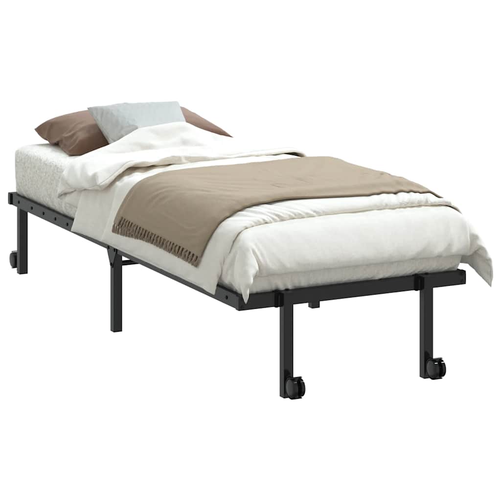 Bed Frame without Mattress Foldable Black 75x190 cm Steel