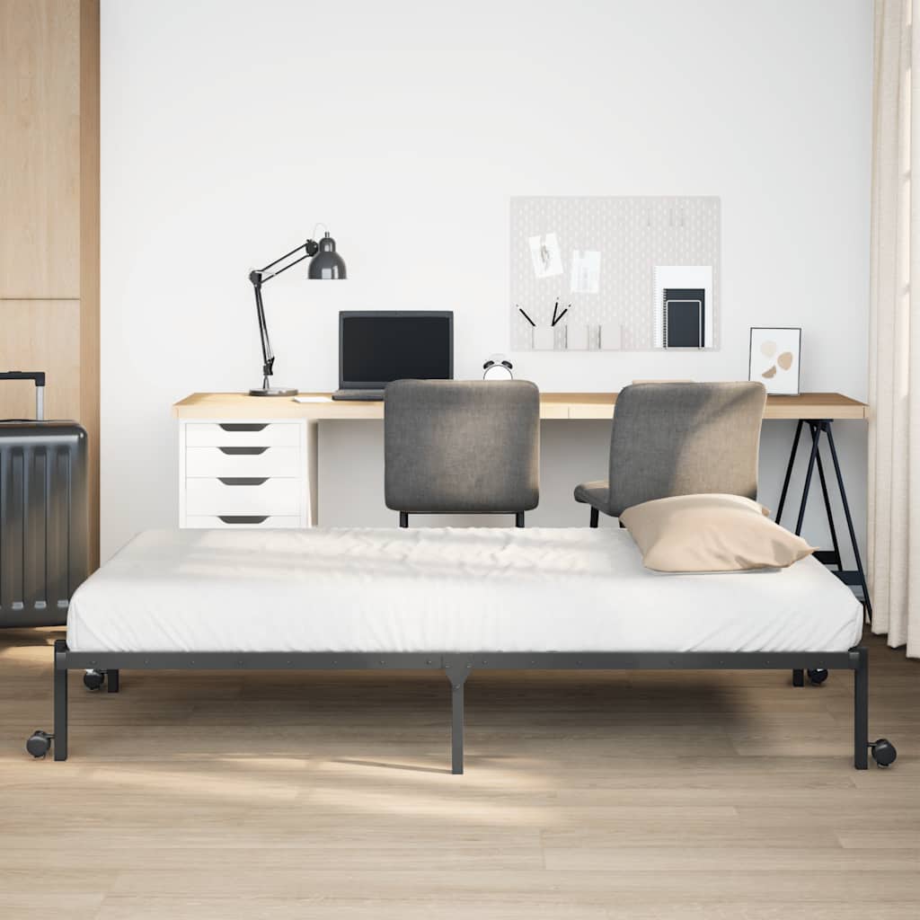 Bed Frame without Mattress Foldable Black 75x190 cm Steel