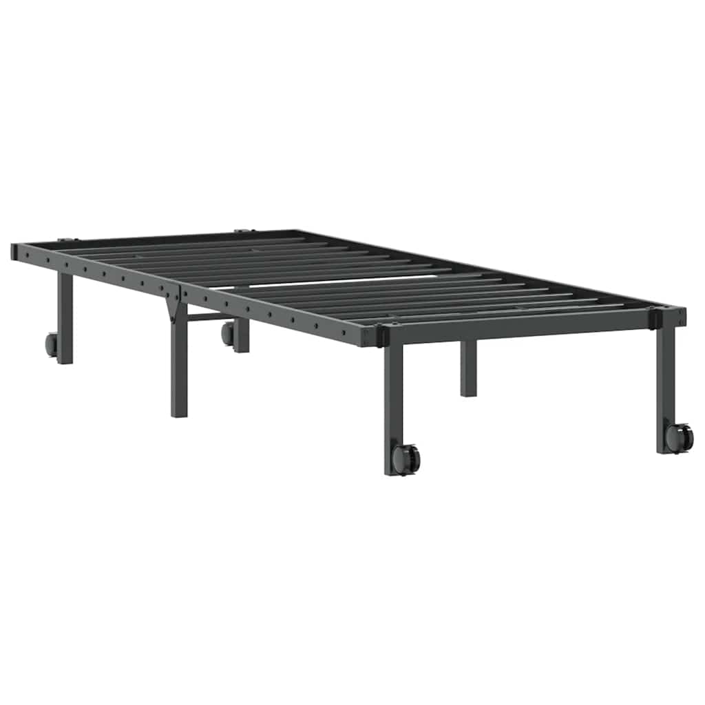 Bed Frame without Mattress Foldable Black 75x190 cm Steel