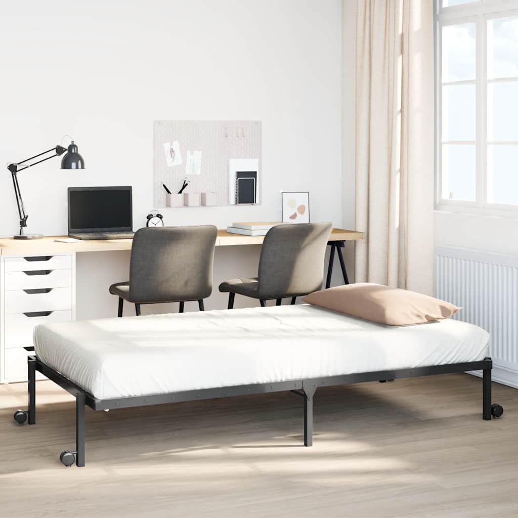Bed Frame without Mattress Foldable Black 75x190 cm Steel
