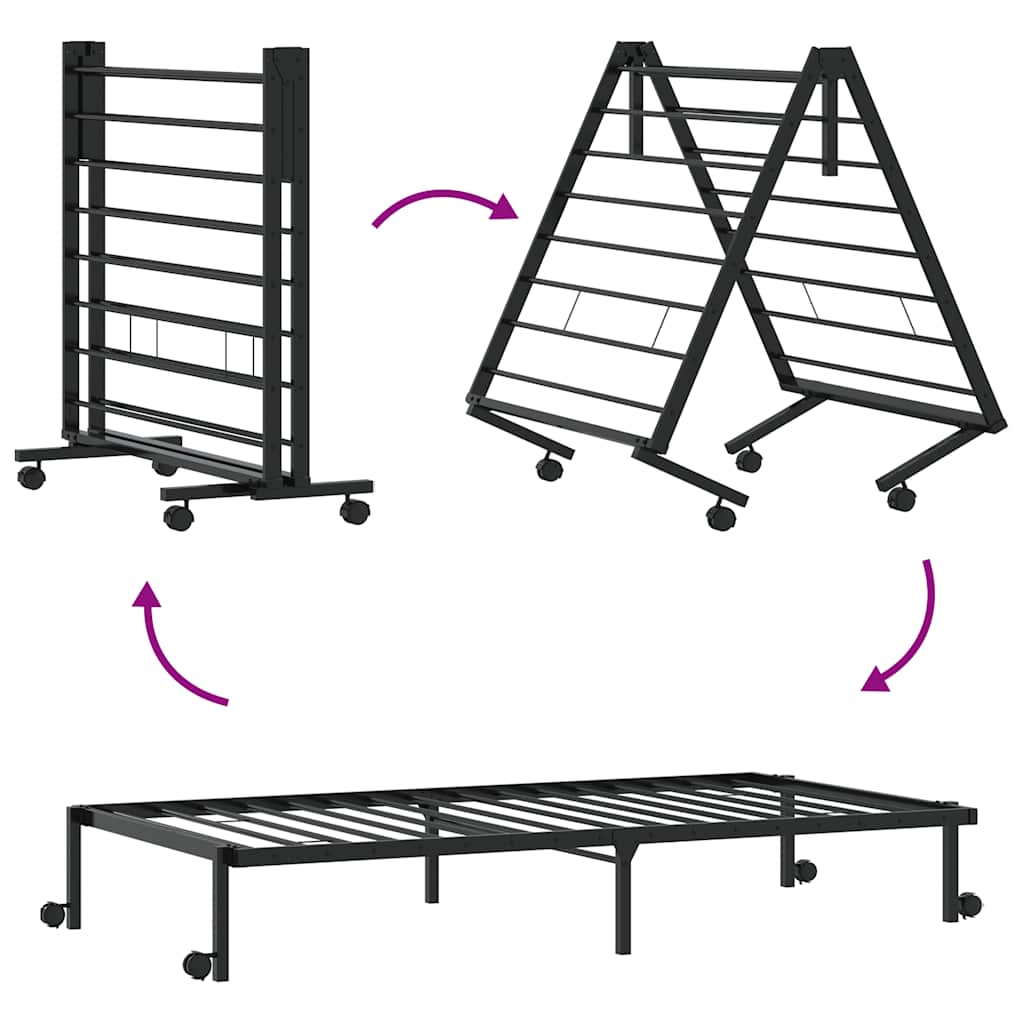 Bed Frame without Mattress Foldable Black 107x203 cm Steel
