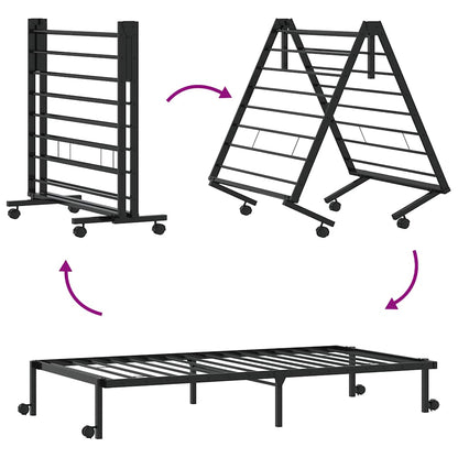 Bed Frame without Mattress Foldable Black 107x203 cm Steel
