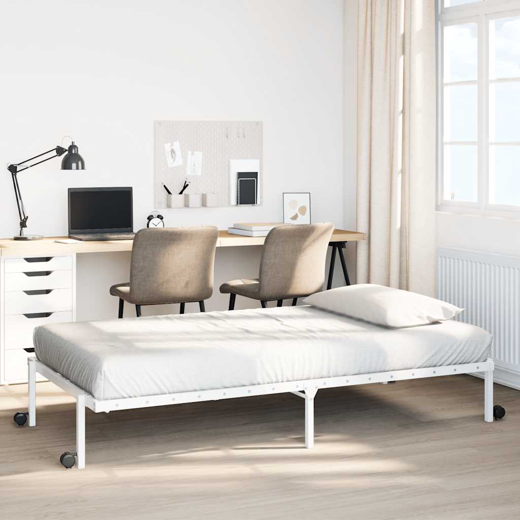 Bed Frame without Mattress Foldable White 90x190 cm Steel