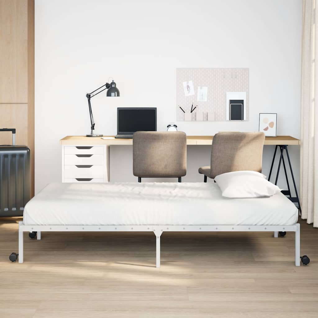 Bed Frame without Mattress Foldable White 100x200 cm Steel