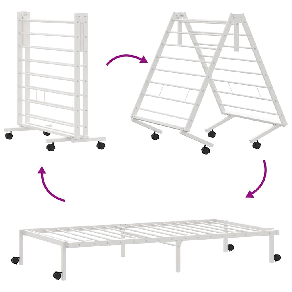 Bed Frame without Mattress Foldable White 100x200 cm Steel
