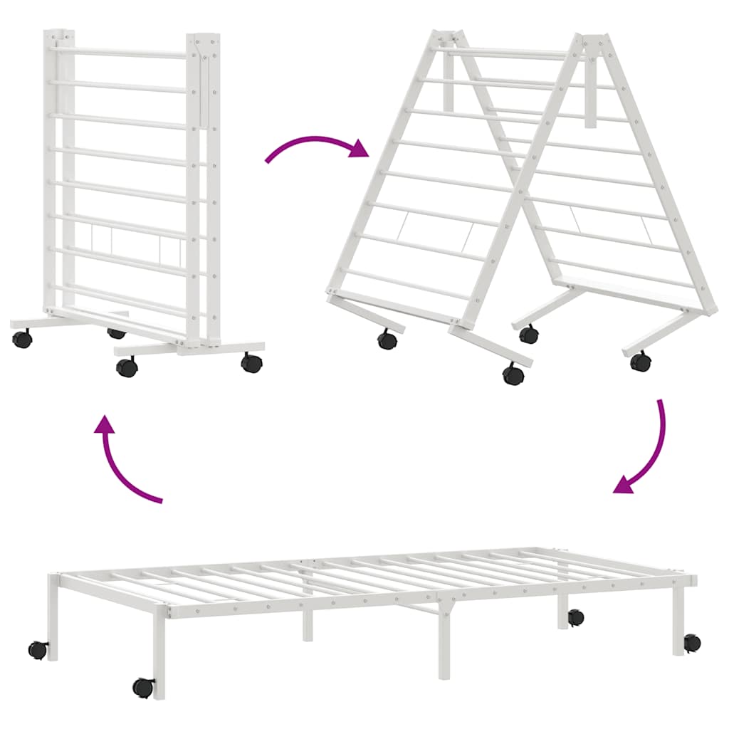Bed Frame without Mattress Foldable White 107x203 cm Steel