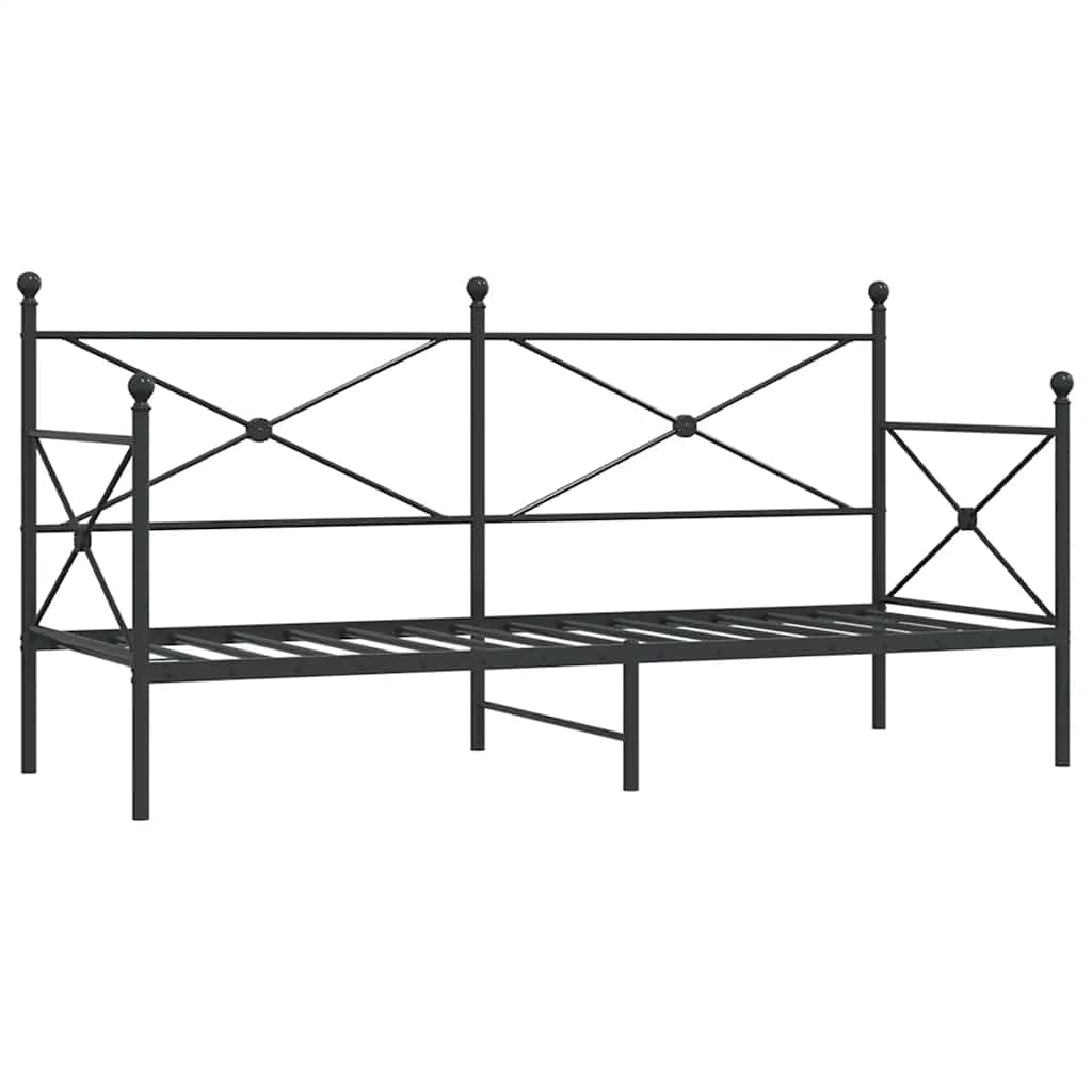 Day Bed without Mattress Black 75x190 cm Steel