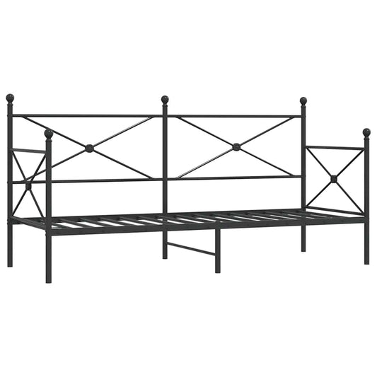 Day Bed without Mattress Black 75x190 cm Steel