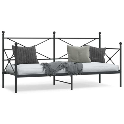 Day Bed without Mattress Black 75x190 cm Steel