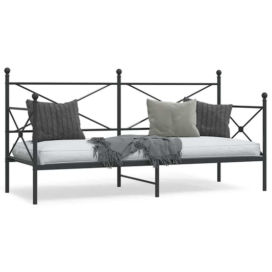 Day Bed without Mattress Black 75x190 cm Steel