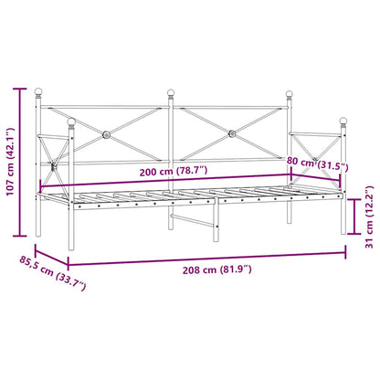 Day Bed without Mattress Black 80x200 cm Steel