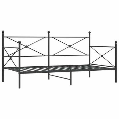 Day Bed without Mattress Black 100x190 cm Steel