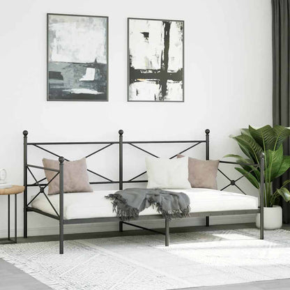 Day Bed without Mattress Black 100x190 cm Steel