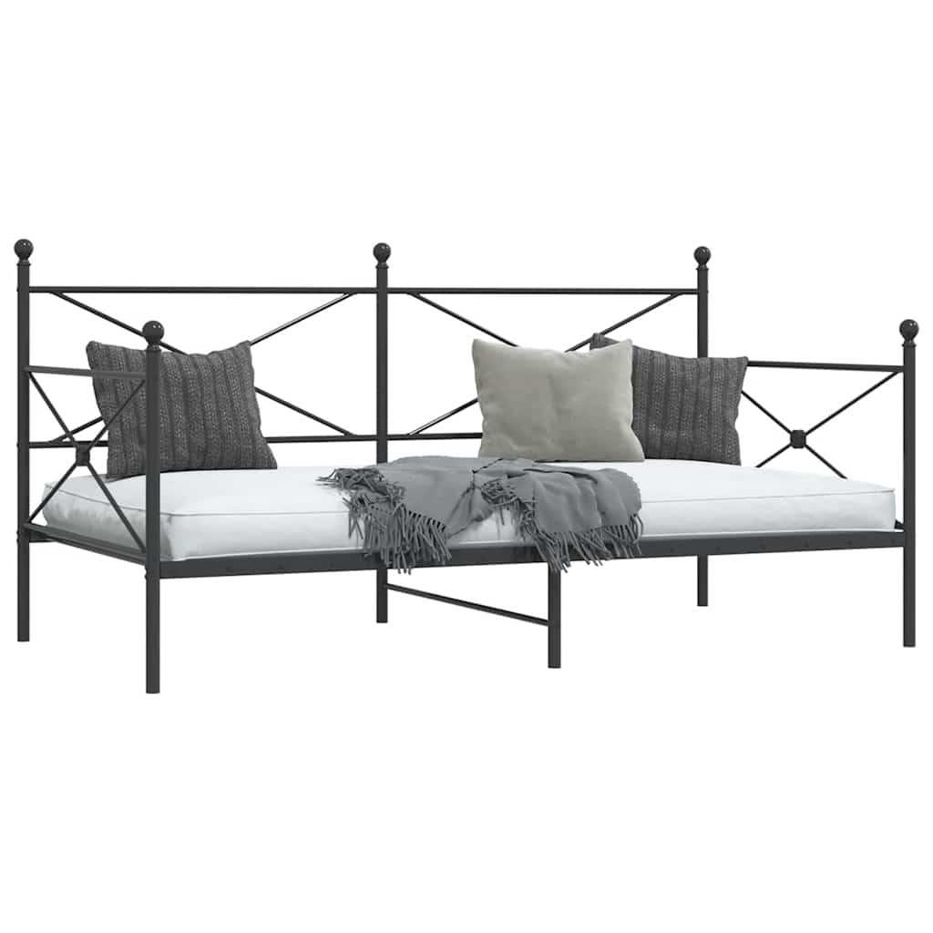 Day Bed without Mattress Black 100x190 cm Steel