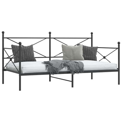 Day Bed without Mattress Black 100x190 cm Steel