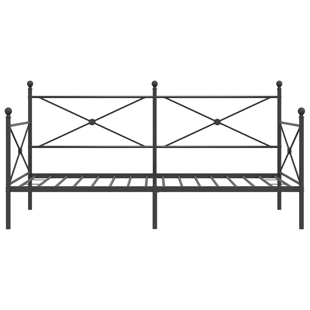 Day Bed without Mattress Black 100x190 cm Steel