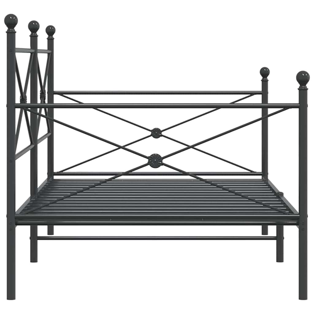 Day Bed without Mattress Black 100x190 cm Steel