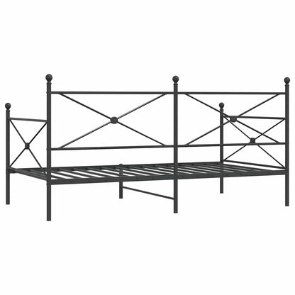 Day Bed without Mattress Black 100x190 cm Steel