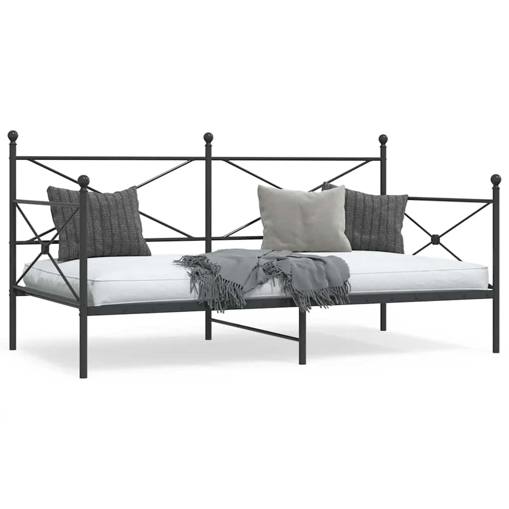 Day Bed without Mattress Black 100x190 cm Steel