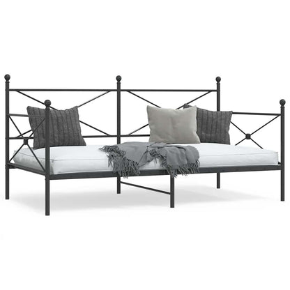 Day Bed without Mattress Black 100x190 cm Steel